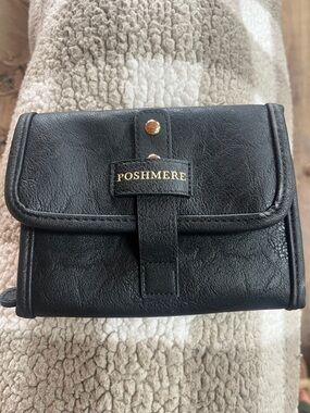 Black Faux Leather Compact Travel jewelry holder